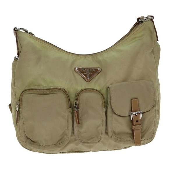 PRADA Shoulder Bag Nylon Beige Auth 79150 - Picture 2 of 16